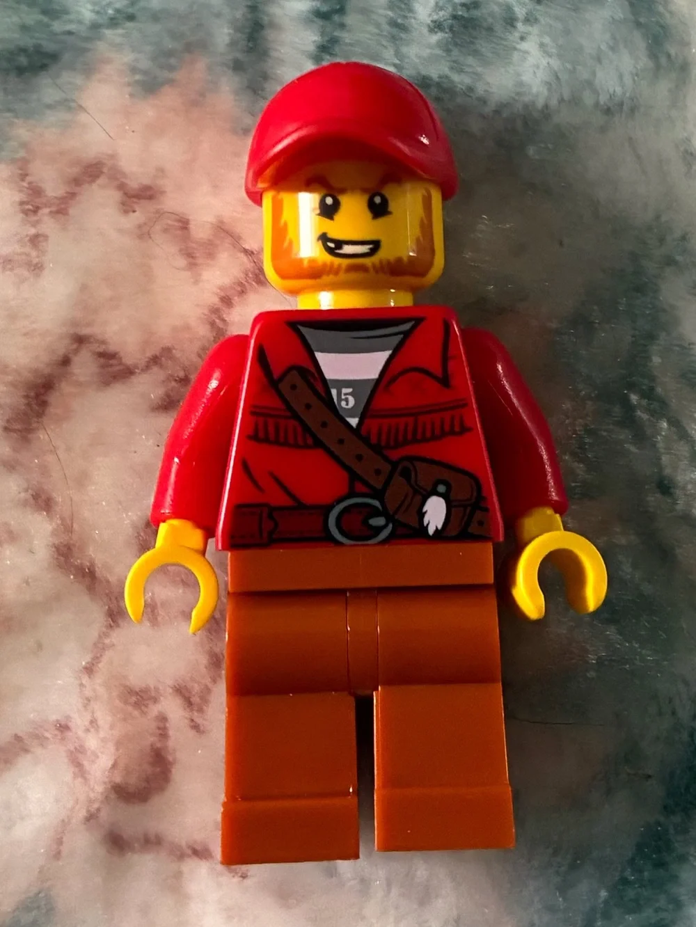 Red-Jacket Mini Figure with Brown Legs and Cap